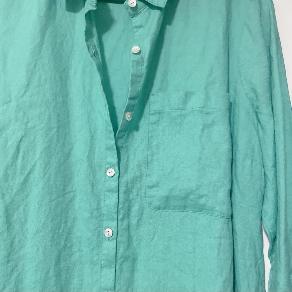 J Jill Love Linen Green Midi Length Button Down Dress Size Large - Picture 6 of 11